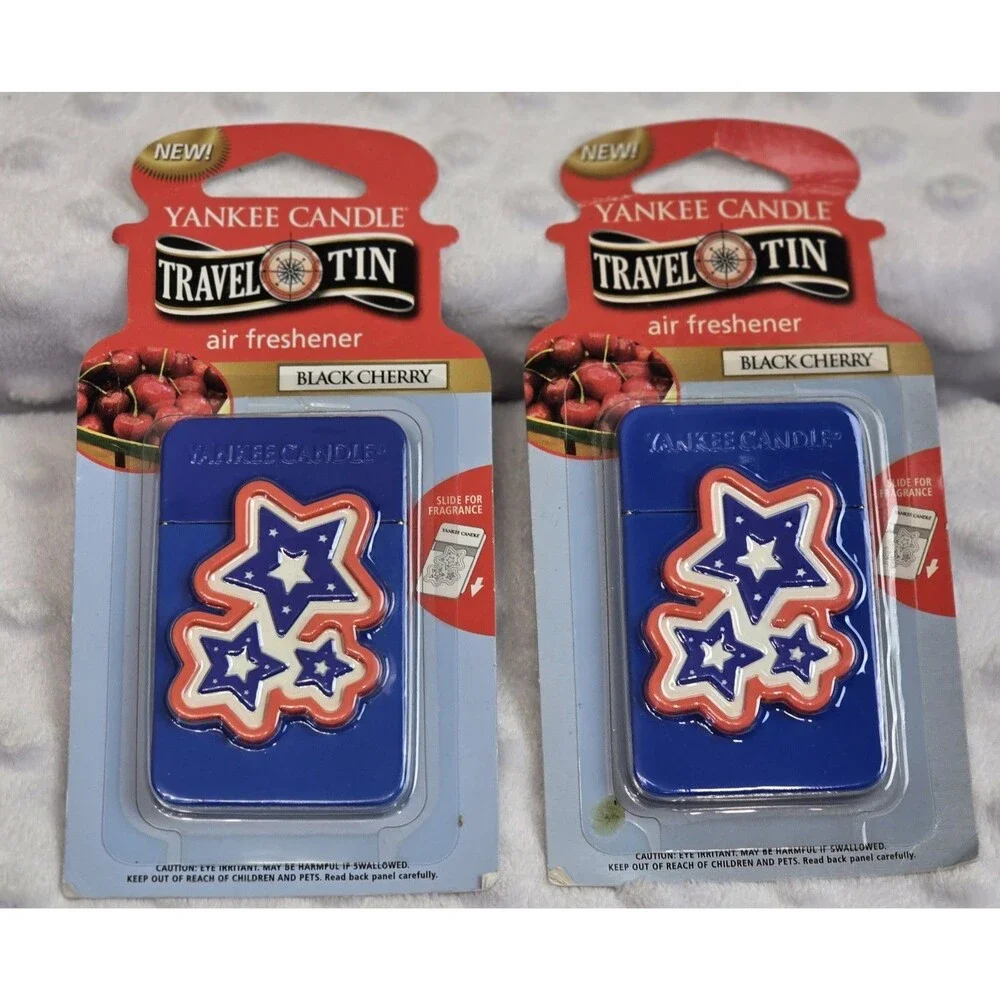 Yankee Candle Travel Tin Air Freshener Black Cherry Housewarmer Lot Of 2 New Set